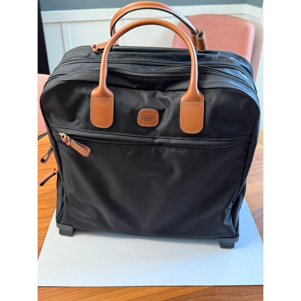 Bric's X-Bag Rolling Pilot Case Carry On Laptop Black Nylon Leather Travel